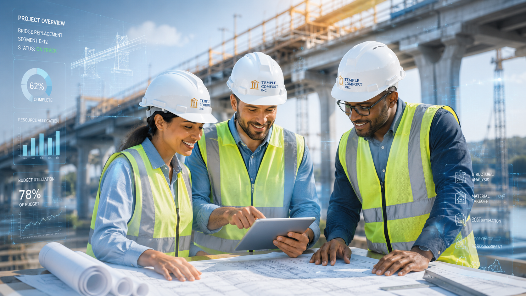 Civil engineers reviewing plans