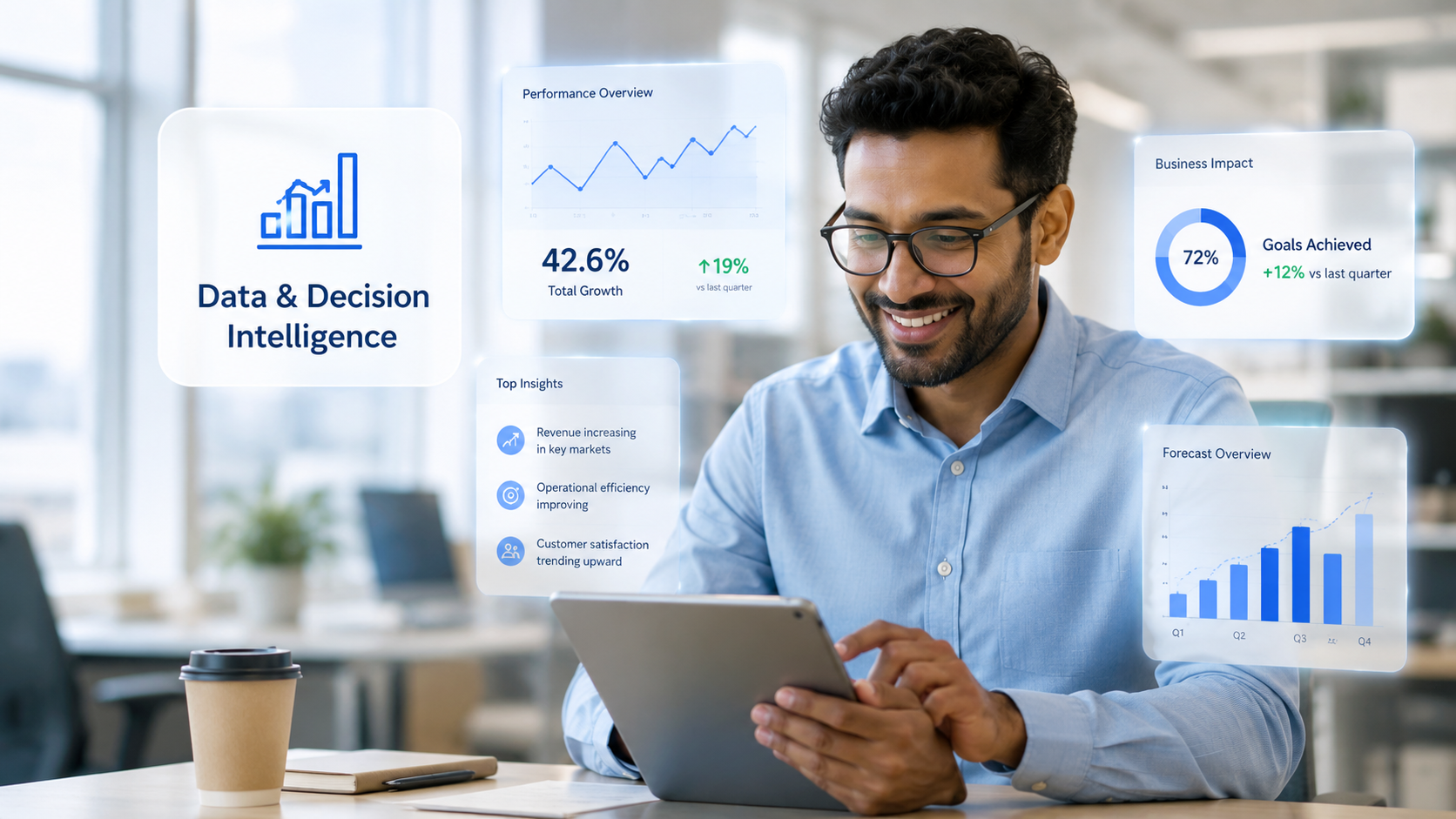 A professional reviewing analytics on a tablet