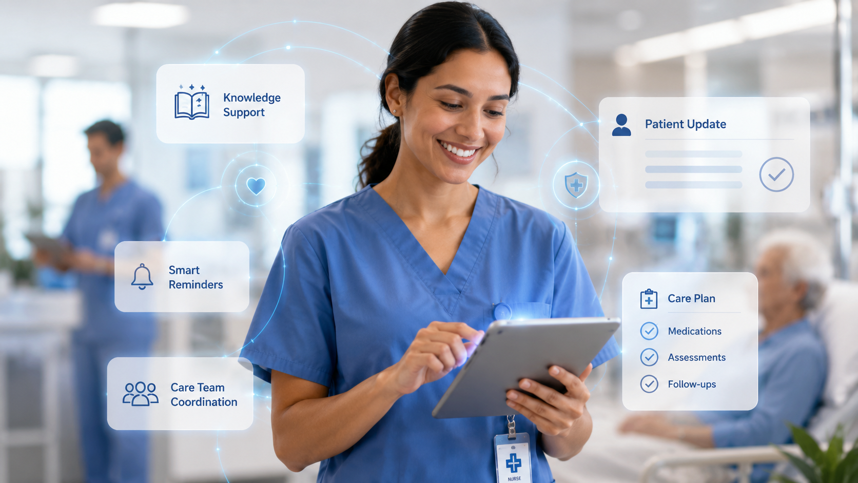 A nurse using a tablet