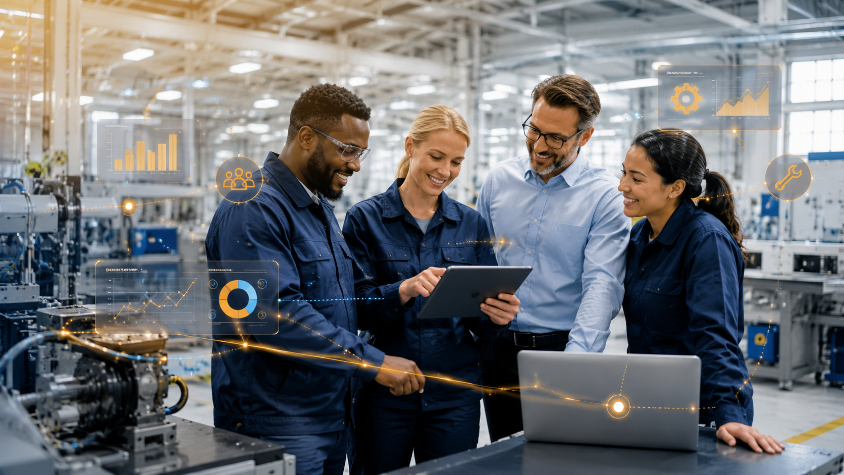 Modern manufacturing facility with production lines